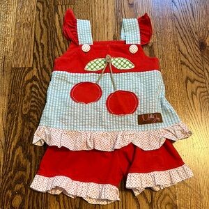 Millie jay cherry shirt and short set 2T